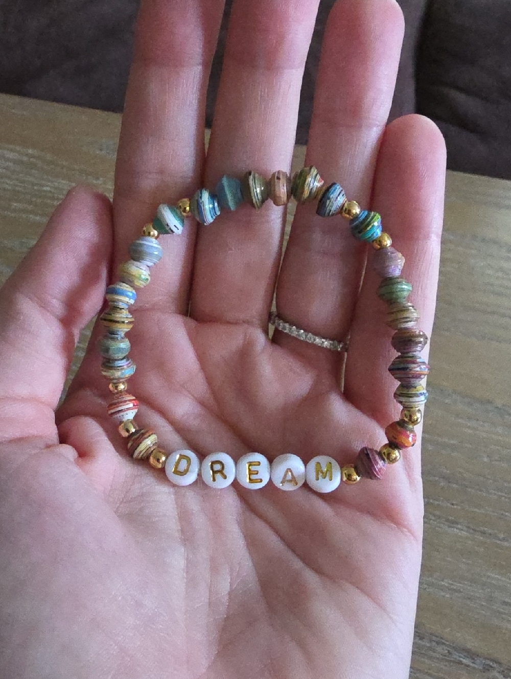 Multicolor 'DREAM' Beaded Stretch Bracelet - Women